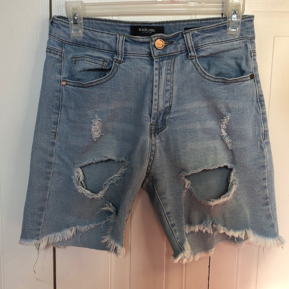 BLACK LABEL HIGH RISE MID-THIGHS JEAN SHORTS